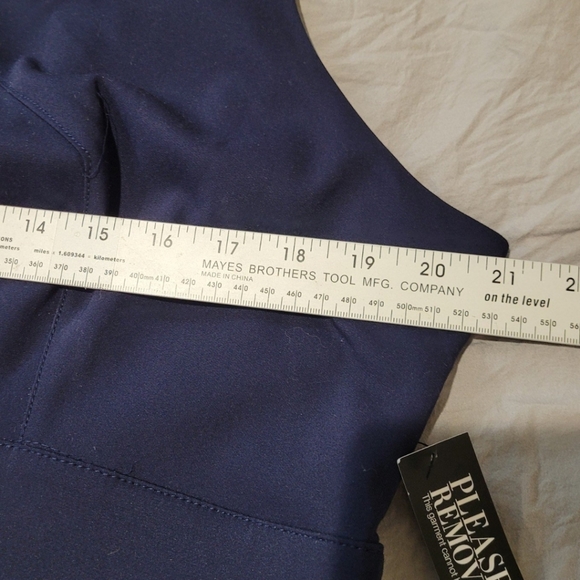 New York & Company Stretch Womens Size 16 Navy Career Dress, full front zip midi - Picture 8 of 12